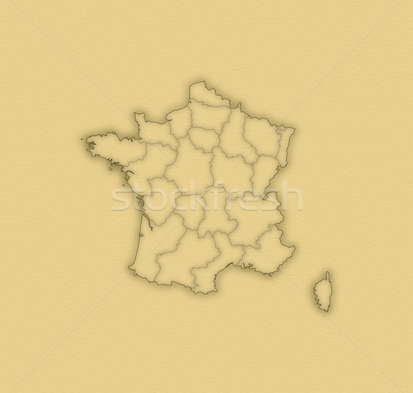 Stockfoto: Kaart · Frankrijk · politiek · verscheidene · regio · abstract