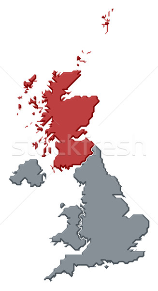 Stock photo: Map of United Kingdom, Scottland highlighted