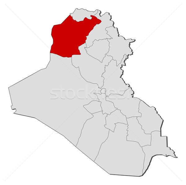 Stock photo: Map of Iraq, Ninawa highlighted