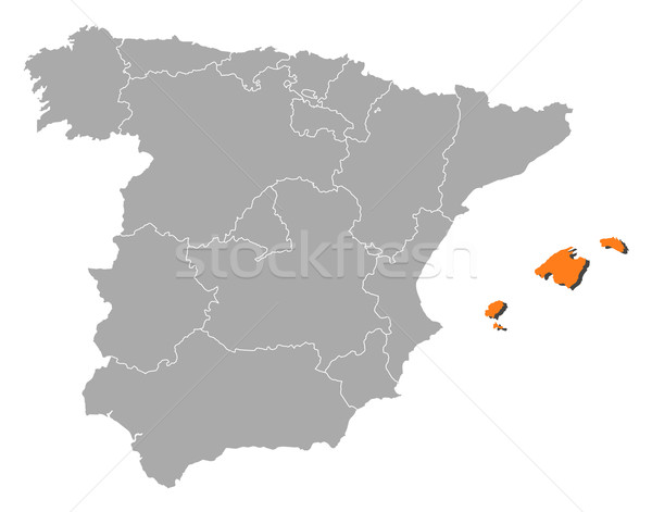 Map of Spain, Balearic Islands highlighted Stock photo © Schwabenblitz