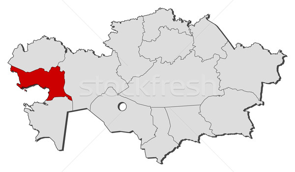 Map of Kazakhstan, Atyrau highlighted Stock photo © Schwabenblitz