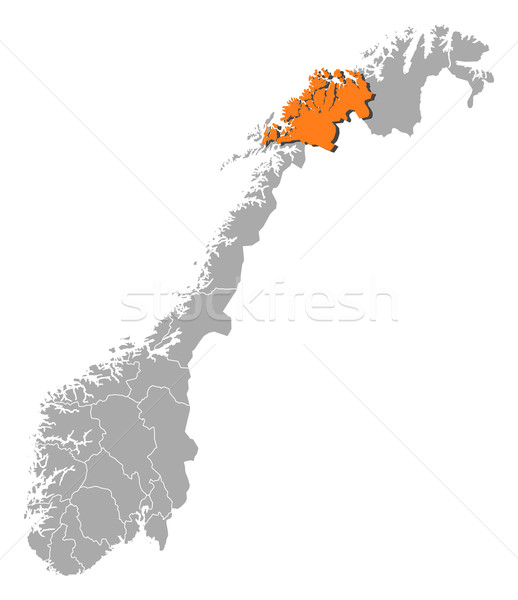 Map of Norway, Troms highlighted Stock photo © Schwabenblitz