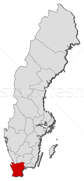 Map of Sweden, Skane County highlighted Stock photo © Schwabenblitz