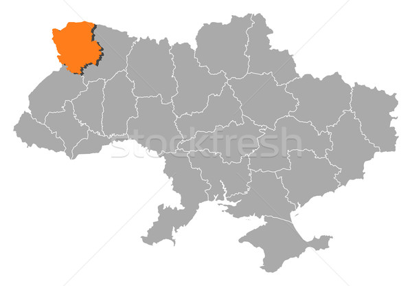 Map of Ukraine, Volyn highlighted Stock photo © Schwabenblitz