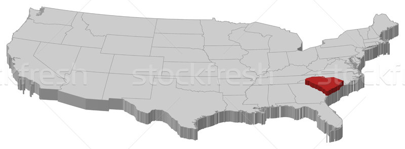 Foto stock: Mapa · Estados · Unidos · South · Carolina · político · vários · abstrato