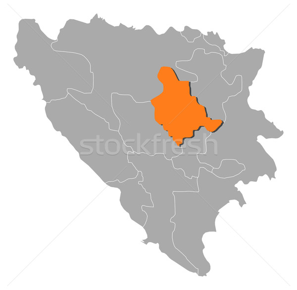 Map of Bosnia and Herzegovina, Zenica-Doboj highlighted Stock photo © Schwabenblitz