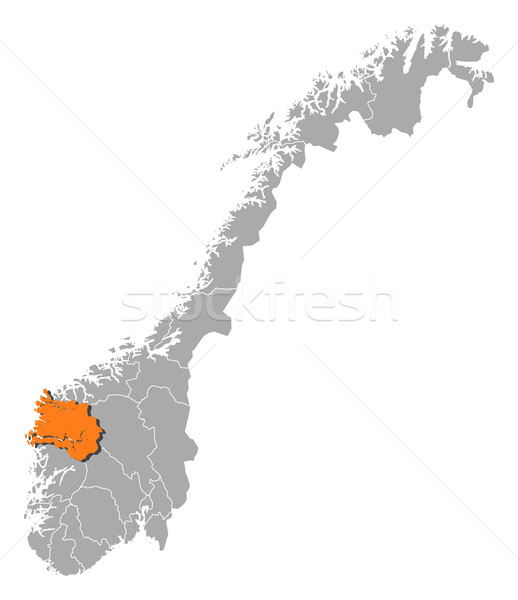 Map of Norway, Sogn og Fjordane highlighted Stock photo © Schwabenblitz