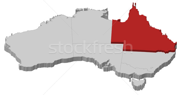 Map of Australia, Queensland highlighted Stock photo © Schwabenblitz