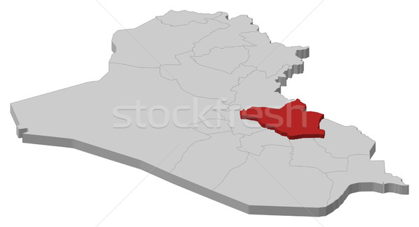 Map of Iraq, Wasit highlighted Stock photo © Schwabenblitz