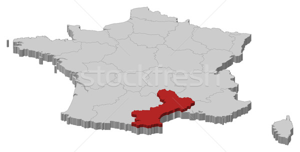 Map of France, Languedoc-Roussillon highlighted Stock photo © Schwabenblitz
