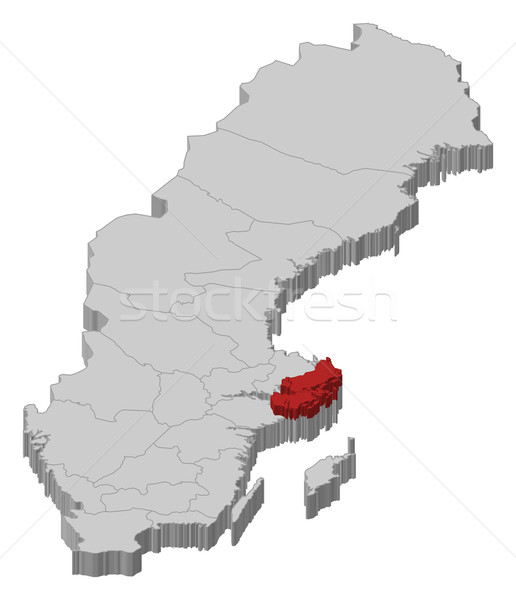 Stock photo: Map of Sweden, Stockholm County highlighted