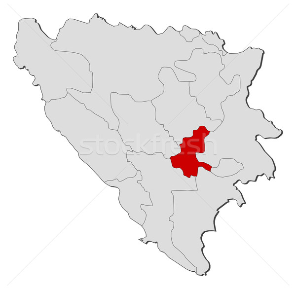 Stock photo: Map of Bosnia and Herzegovina, Sarajevo highlighted