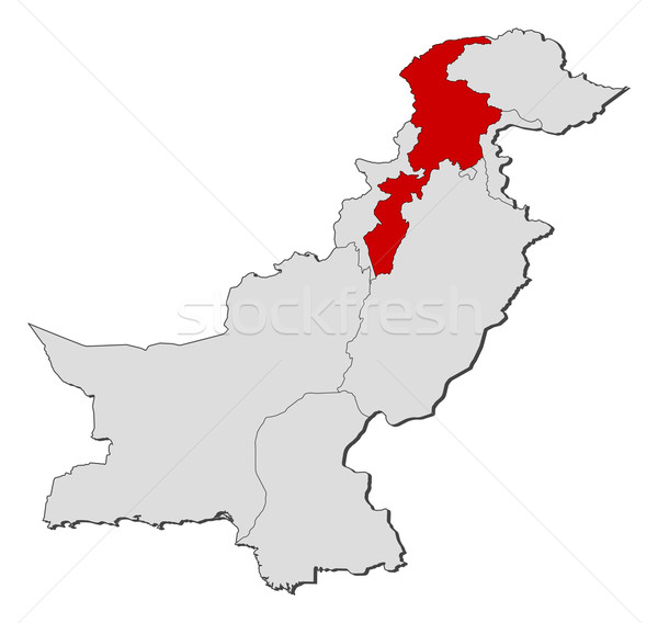 Map of Pakistan, Khyber Pakhtunkhwa highlighted Stock photo © Schwabenblitz