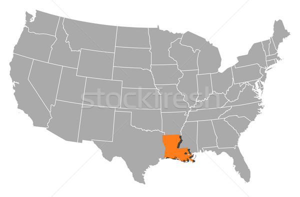 Foto stock: Mapa · Estados · Unidos · Luisiana · político · resumen