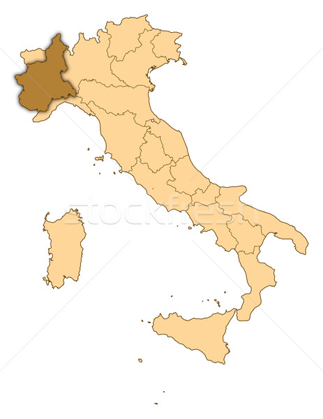 Stock photo: Map of Italy, Piedmont highlighted