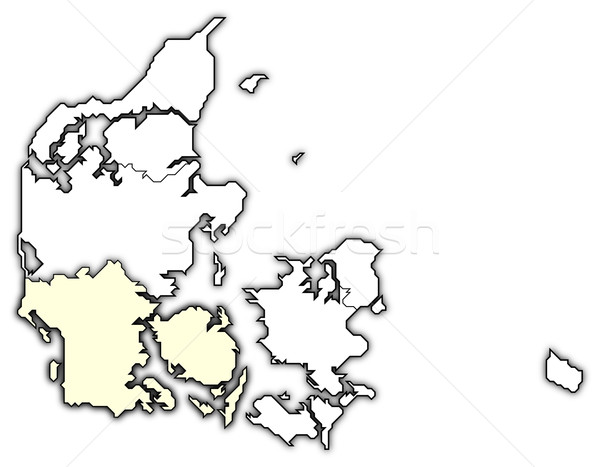 Stock photo: Map of Danmark, South Denmark highlighted