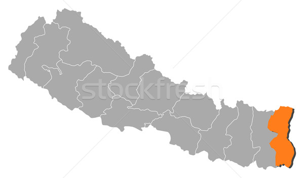 Map of Nepal, Mechi highlighted Stock photo © Schwabenblitz