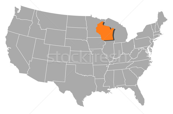 Stock fotó: Térkép · Egyesült · Államok · Wisconsin · politikai · néhány · absztrakt