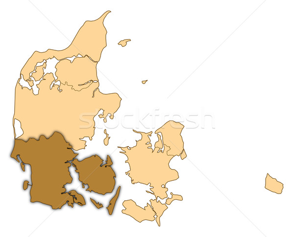 Map of Denmark, Southern Denmark highlighted Stock photo © Schwabenblitz