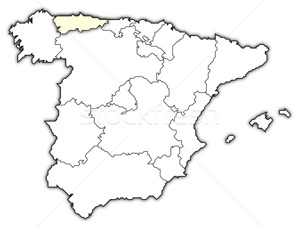 Map of Spain, Asturias highlighted Stock photo © Schwabenblitz