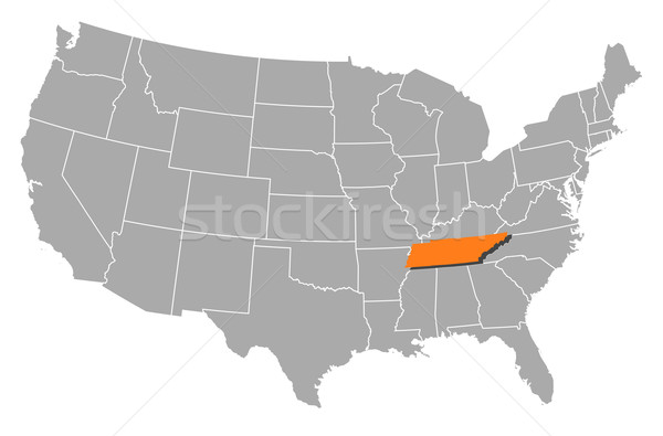 Foto stock: Mapa · Estados · Unidos · Tennessee · político · vários · abstrato