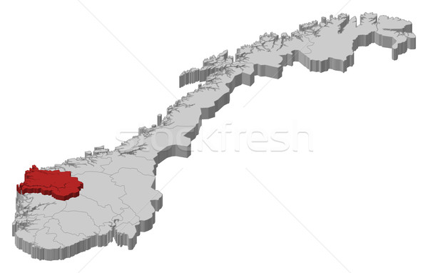 Map of Norway, Sogn og Fjordane highlighted Stock photo © Schwabenblitz
