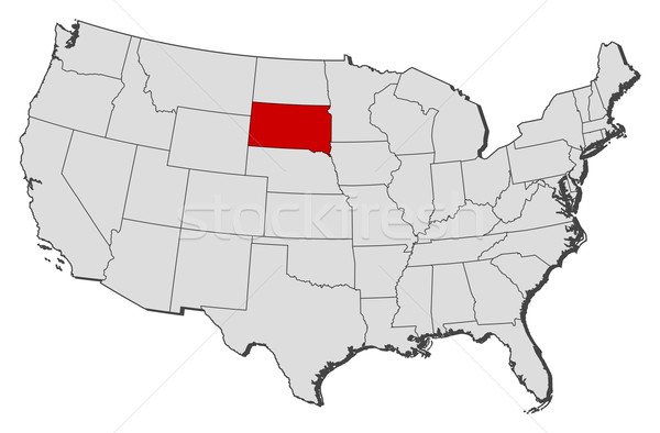 Map Of The United States South Dakota Highlighted Vector