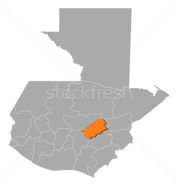 Stock photo: Map of Guatemala, El Progreso highlighted