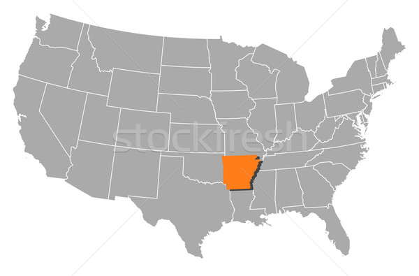 Foto stock: Mapa · Estados · Unidos · Arkansas · político · vários · abstrato