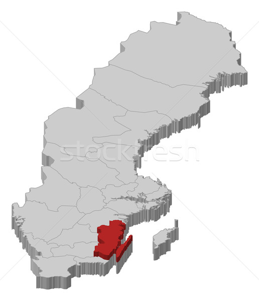 Map of Sweden, Kalmar County highlighted Stock photo © Schwabenblitz