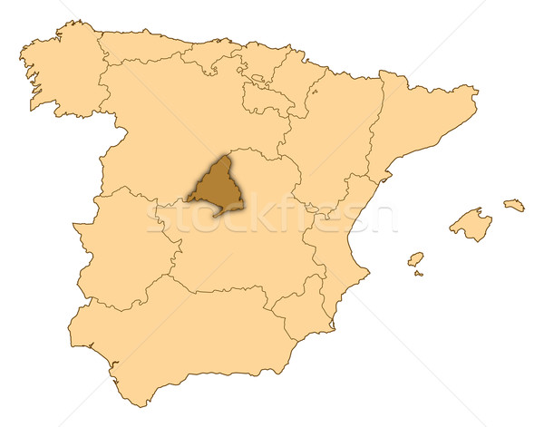 Map of Spain, Madrid highlighted Stock photo © Schwabenblitz