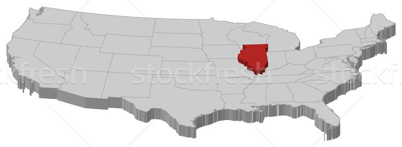 Map of the United States, Illinois highlighted Stock photo © Schwabenblitz