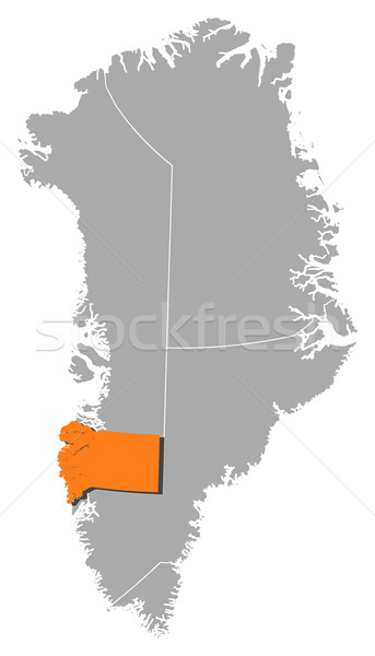 Map of Greenland, Qeqqata highlighted Stock photo © Schwabenblitz