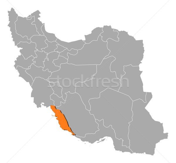 Map of Iran, Bushehr highlighted Stock photo © Schwabenblitz