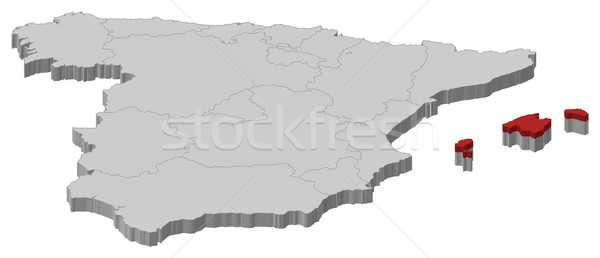 Map of Spain, Balearic Islands highlighted Stock photo © Schwabenblitz
