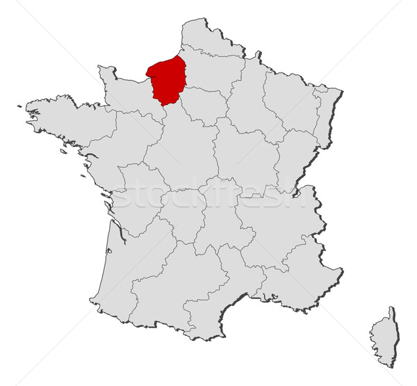 Stock photo: Map of France, Upper Normandy highlighted