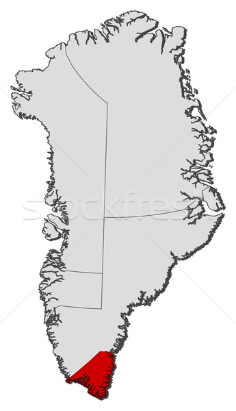Map of Greenland, Kujalleq highlighted Stock photo © Schwabenblitz