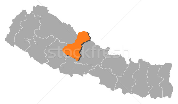Map of Nepal, Dhawalagiri highlighted Stock photo © Schwabenblitz