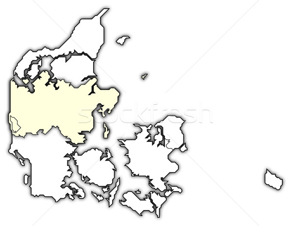 地図 セントラル デンマーク 政治的 いくつかの 地域 ストックフォト © Schwabenblitz