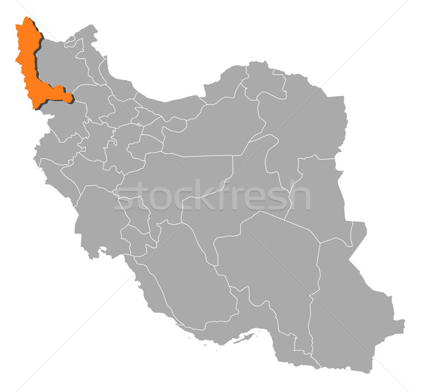 Map of Iran, West Azerbaijan highlighted Stock photo © Schwabenblitz