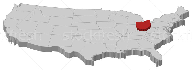 Map of the United States, Ohio highlighted Stock photo © Schwabenblitz