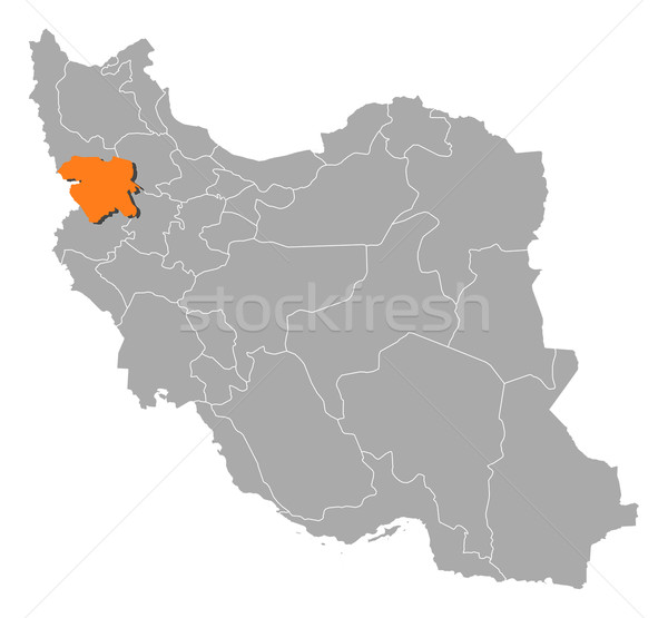 Map of Iran, Kurdistan highlighted Stock photo © Schwabenblitz