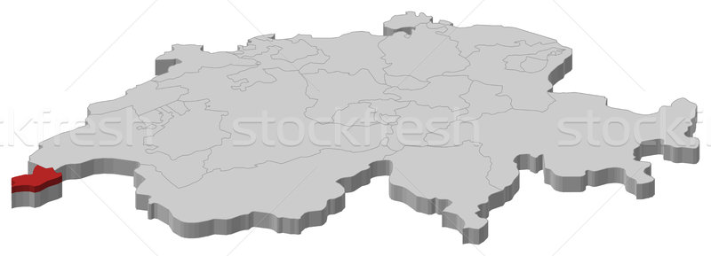 Map of Swizerland, Geneva highlighted Stock photo © Schwabenblitz