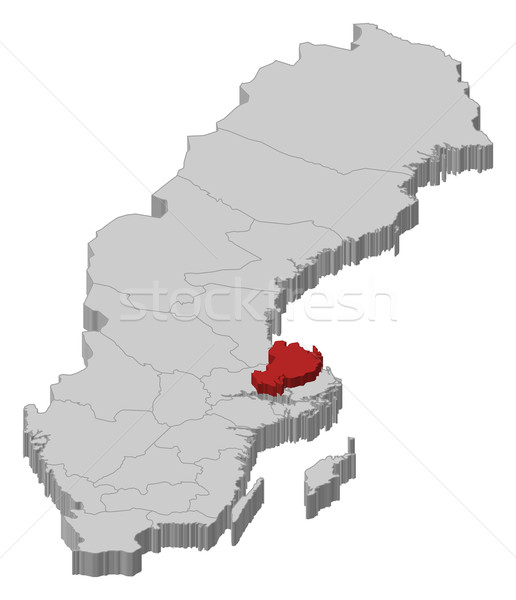 Map of Sweden, Uppsala County highlighted Stock photo © Schwabenblitz