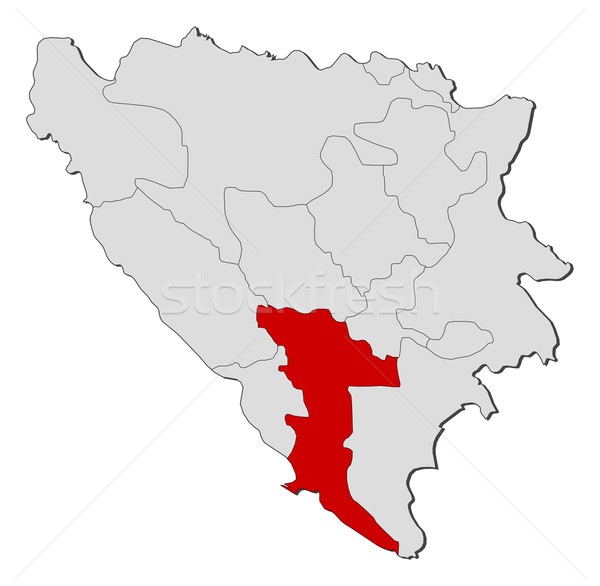 Map of Bosnia and Herzegovina, Herzegovina-Neretva highlighted Stock photo © Schwabenblitz