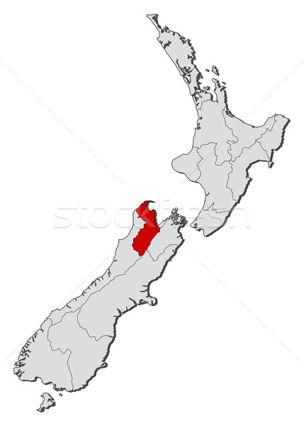 Stock photo: Map of New Zealand, Marlborough highlighted