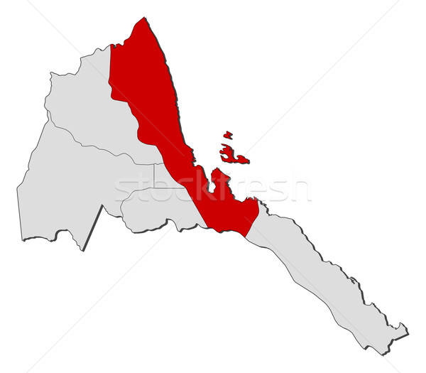 Stock photo: Map of Eritrea, Debub highlighted