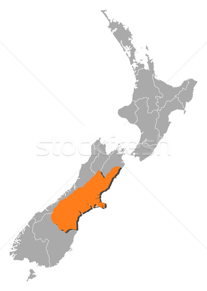 Foto stock: Mapa · Nova · Zelândia · político · vários · regiões · abstrato