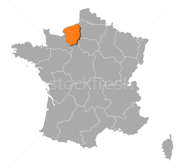 Map of France, Upper Normandy highlighted Stock photo © Schwabenblitz