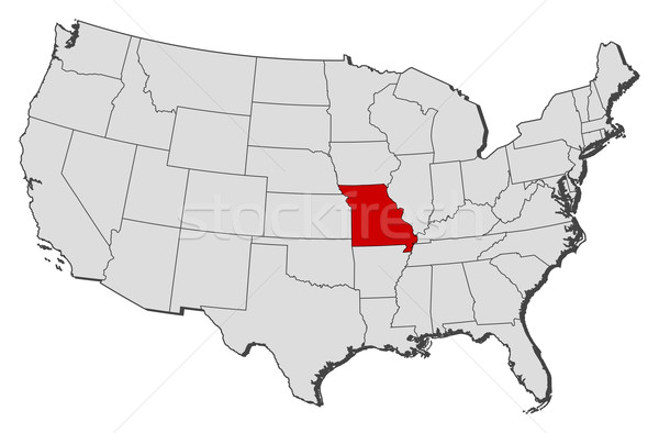 Foto stock: Mapa · Estados · Unidos · Misuri · político · resumen